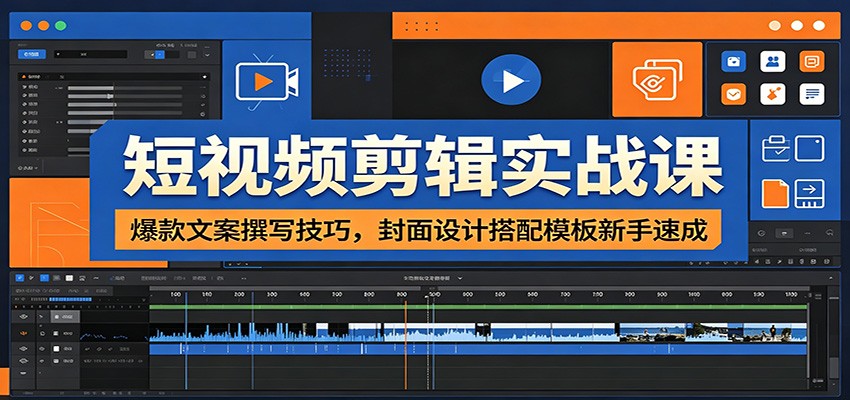 短视频剪辑实战课：爆款文案撰写技巧，封面设计搭配模板新手速成-艺川网创