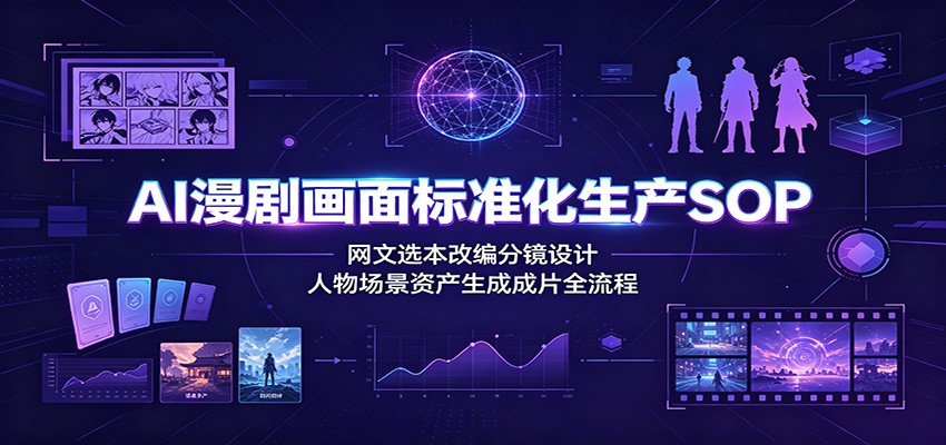 AI漫剧画面标准化生产SOP:网文选本改编分镜设计,人物场景资产生成成片全流程-艺川网创