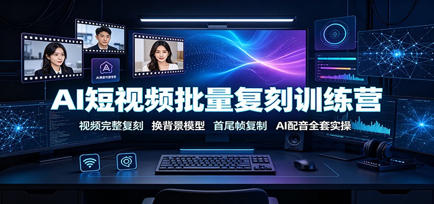 AI短视频批量复刻训练营：视频完整复刻，换背景模型、首尾帧复制、AI配音全套实操-艺川网创