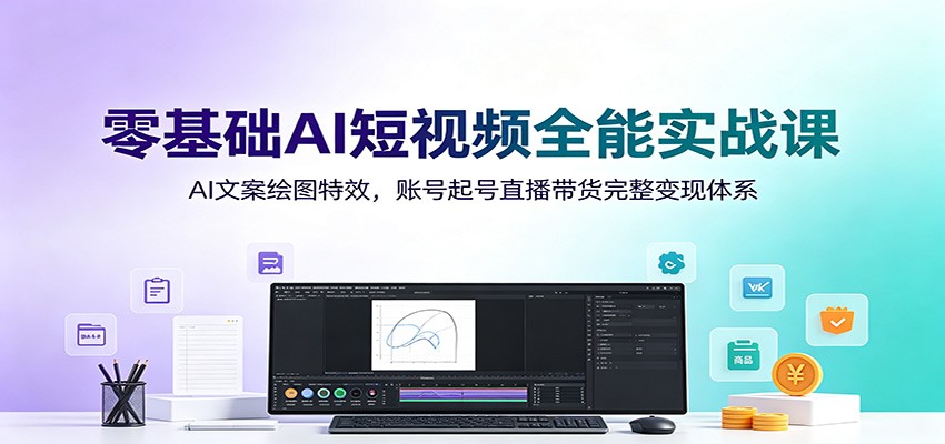 零基础AI短视频全能实战课：AI文案绘图特效，账号起号直播带货完整变现体系-艺川网创