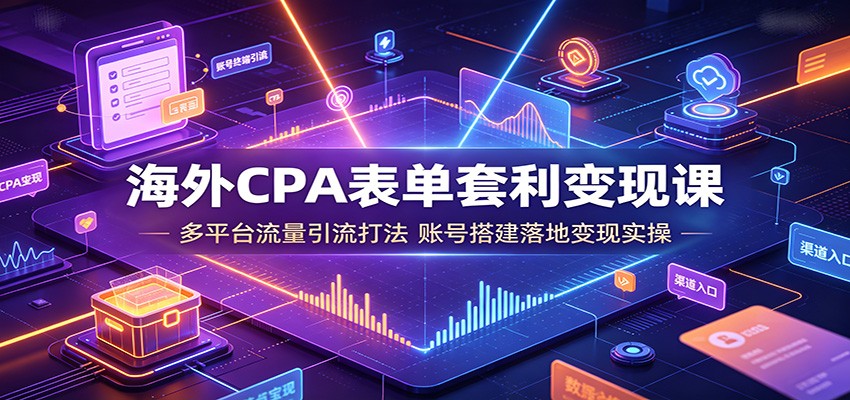 海外CPA表单套利变现课:多平台流量引流打法,账号搭建落地变现实操-艺川网创
