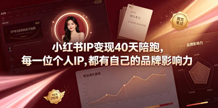 小红书IP变现40天陪跑，每一位个人IP，都有自己的品牌影响力-艺川网创