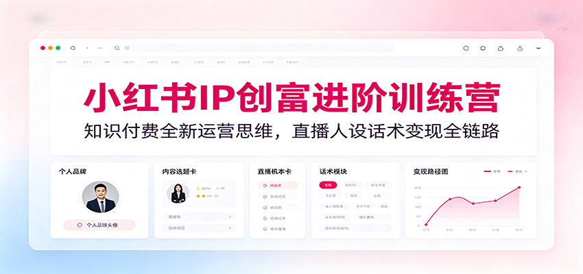 小红书IP创富进阶训练营：知识付费全新运营思维，直播人设话术变现全链路-艺川网创