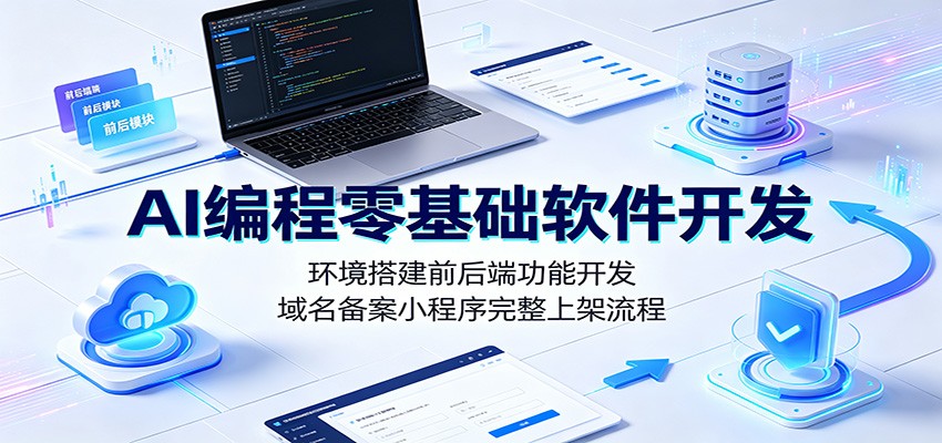 AI编程零基础软件开发：环境搭建前后端功能开发，域名备案小程序完整上架流程-艺川网创