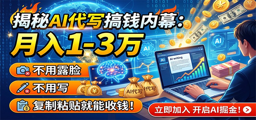 揭秘AI代写搞钱内幕：月入1-3万，不用露脸不用写，复制粘贴就能收钱！-艺川网创