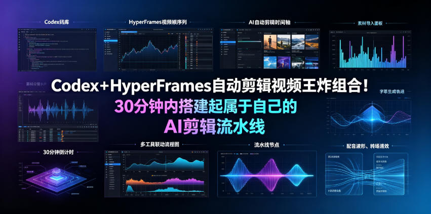 Codex+HyperFrames自动剪辑视频王炸组合!30分钟内搭建起属于自己的AI剪辑流水线(完整版实操教程手册)-艺川网创