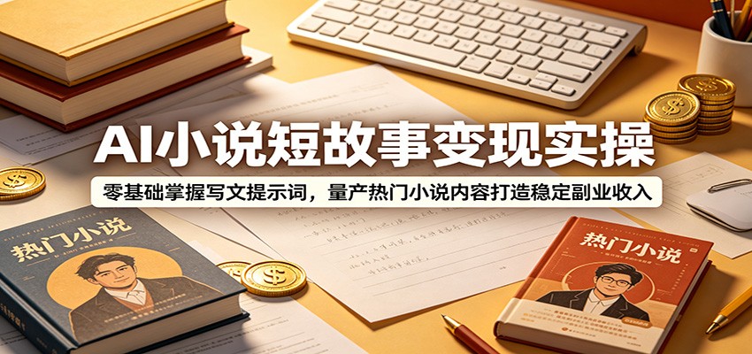 AI小说短故事变现实操：零基础掌握写文提示词，量产热门小说内容打造稳定副业收入-艺川网创
