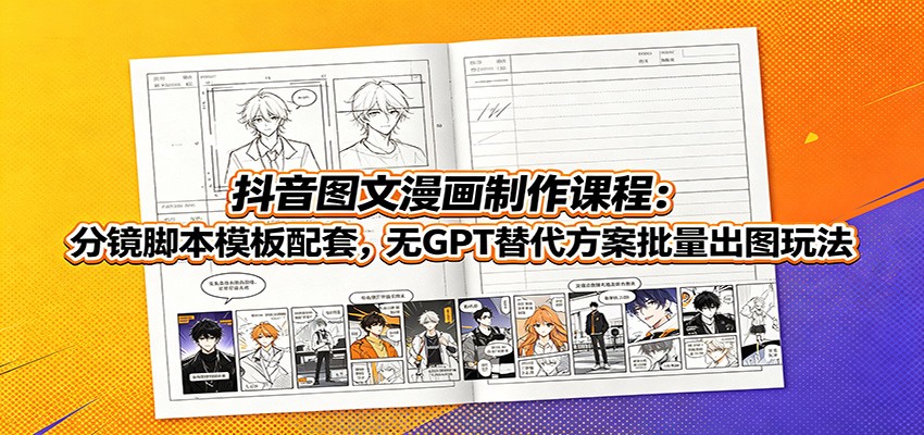 抖音图文漫画制作课程：分镜脚本模板配套，无GPT替代方案批量出图玩法-艺川网创