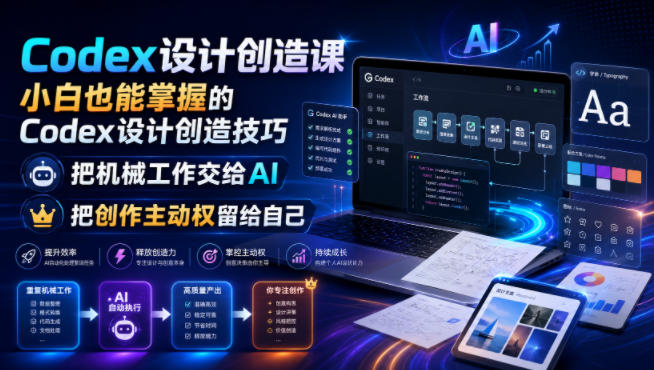 Codex设计创造课,小白也能掌握的Codex设计创造技巧,把机械工作交给AI,把创作主动权留给自己-艺川网创