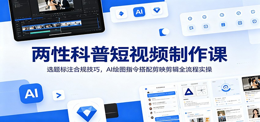两性科普短视频制作课：选题标注合规技巧，AI绘图指令搭配剪映剪辑全流程实操-艺川网创