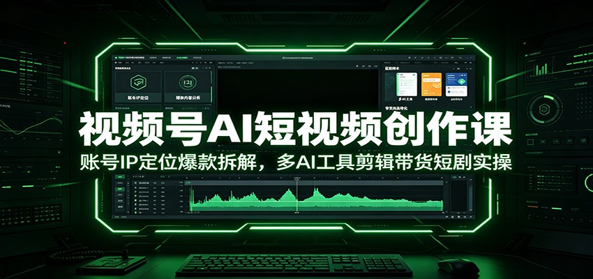 视频号AI短视频创作课:账号IP定位爆款拆解,多AI工具剪辑带货短剧实操-艺川网创