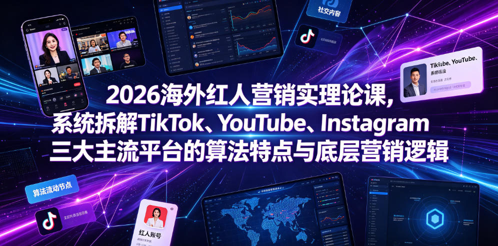 2026海外红人营销实理论课,系统拆解TikTok、YouTube、Instagram三大主流平台的算法特点与底层营销逻辑-艺川网创
