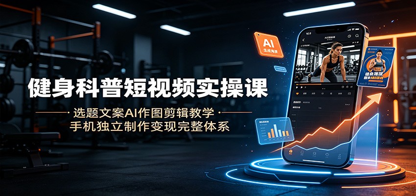 健身科普短视频实操课：选题文案AI作图剪辑教学，手机独立制作变现完整体系-艺川网创