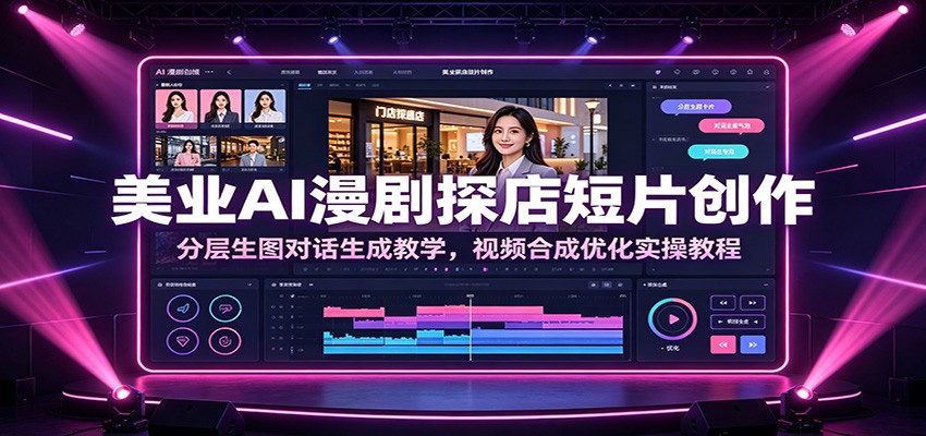 美业AI漫剧探店短片创作：分层生图对话生成教学，视频合成优化实操教程-艺川网创