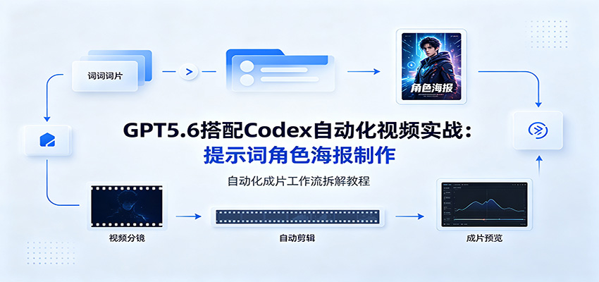 GPT5.6搭配Codex自动化视频实战：提示词角色海报制作，自动化成片工作流拆解教程-艺川网创