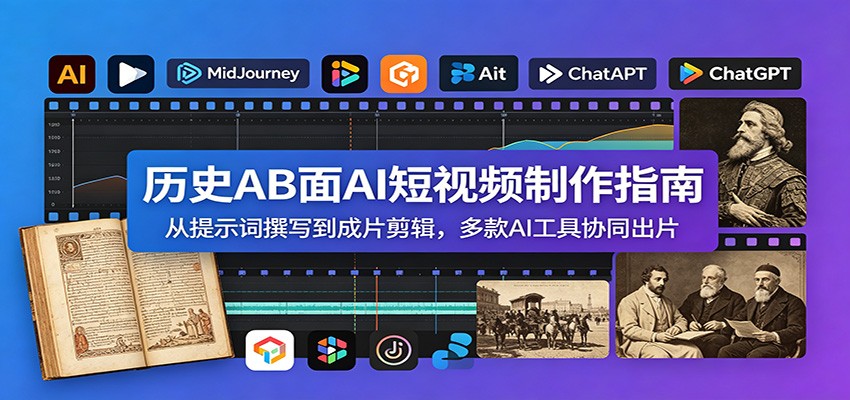 历史AB面AI短视频制作指南：从提示词撰写到成片剪辑，多款AI工具协同出片-艺川网创