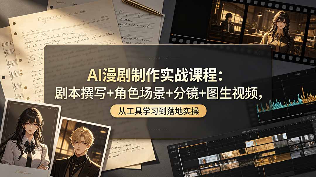 AI漫剧制作实战课程：剧本撰写+角色场景+分镜+图生视频，从工具学习到落地实操-艺川网创