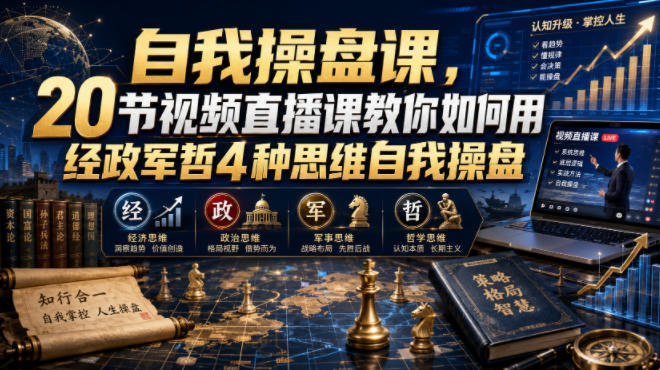 自我操盘课，20节视频直播课教你如何用经政军哲4种思维自我操盘-艺川网创