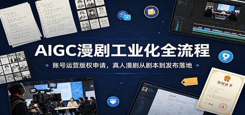 AIGC漫剧工业化全流程：账号运营版权申请，真人漫剧从剧本到发布落地-艺川网创