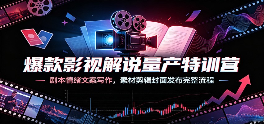爆款影视解说量产特训营：剧本情绪文案写作，素材剪辑封面发布完整流程-艺川网创