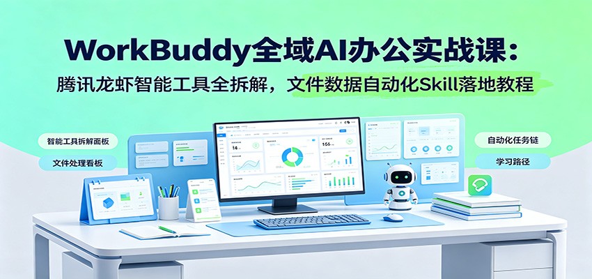 WorkBuddy全域AI办公实战课:腾讯龙虾智能工具全拆解,文件数据自动化Skill落地教程-艺川网创