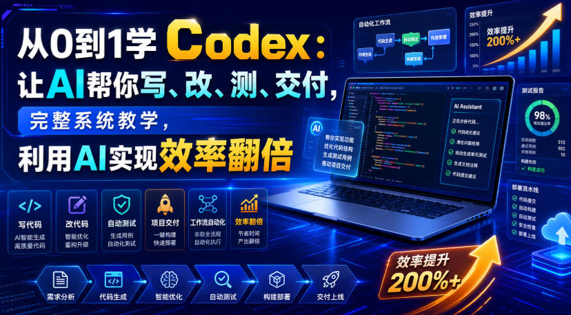 从0到1学Codex：让AI帮你写、改、测、交付，完整系统教学，利用AI实现效率翻倍-艺川网创
