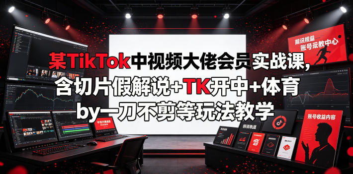 某TikTok中视频大佬会员实战课，含切片假解说+TK开中+体育by一刀不剪等玩法教学-艺川网创