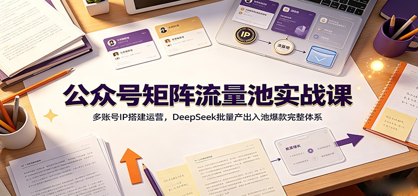 公众号矩阵流量池实战课:多账号IP搭建运营,DeepSeek批量产出入池爆款完整体系-艺川网创