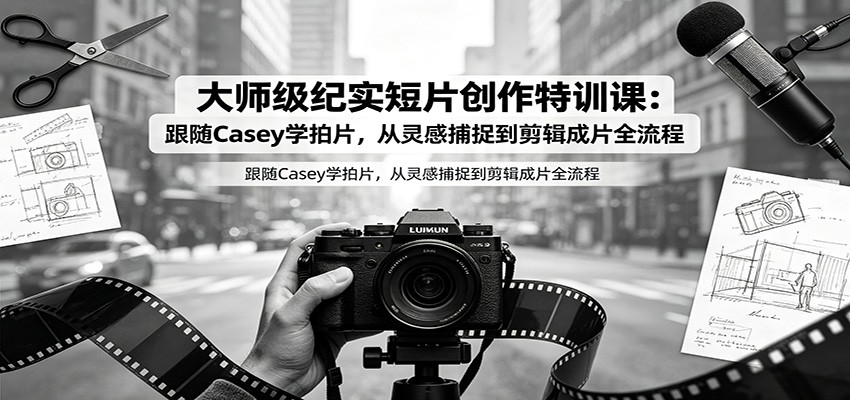 大师级纪实短片创作特训课：跟随Casey学拍片，从灵感捕捉到剪辑成片全流程-艺川网创