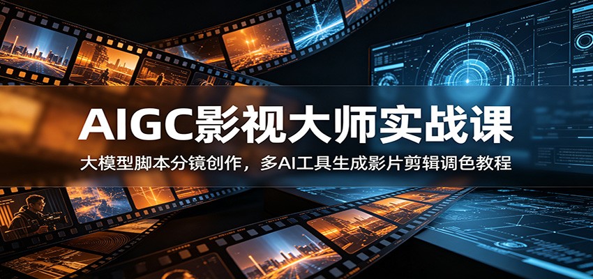 AIGC影视大师实战课：大模型脚本分镜创作，多AI工具生成影片剪辑调色教程-艺川网创