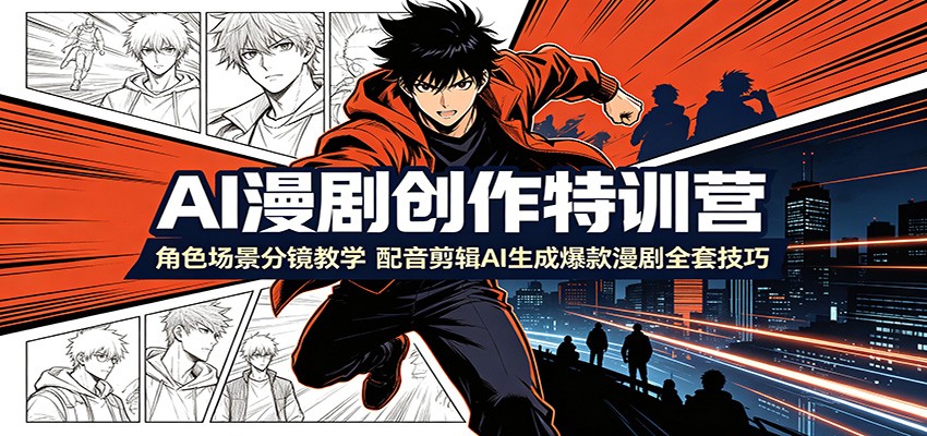 AI漫剧创作特训营：角色场景分镜教学，配音剪辑AI生成爆款漫剧全套技巧-艺川网创