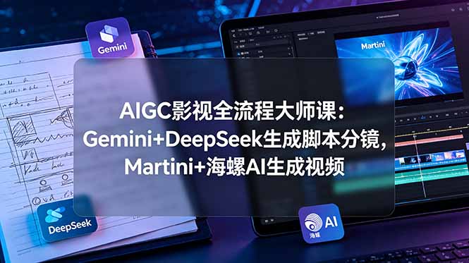 AIGC影视全流程大师课：Gemini+DeepSeek生成脚本分镜，Martini+海螺AI生成视频-艺川网创