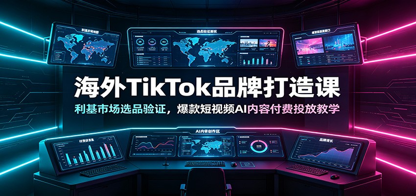 海外TikTok品牌打造课：利基市场选品验证，爆款短视频AI内容付费投放教学-艺川网创