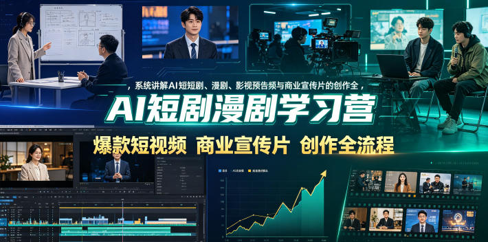 AI短剧漫剧学习营，系统讲解AI短剧、漫剧、影视预告片、爆款短视频与商业宣传片的创作全流程-艺川网创