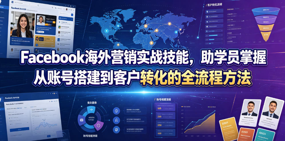 Facebook海外营销实战技能，助学员掌握从账号搭建到客户转化的全流程方法-艺川网创