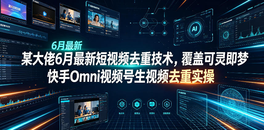 某大佬6月最新短视频去重技术，覆盖可灵即梦快手Omni视频号生视频去重实操-艺川网创