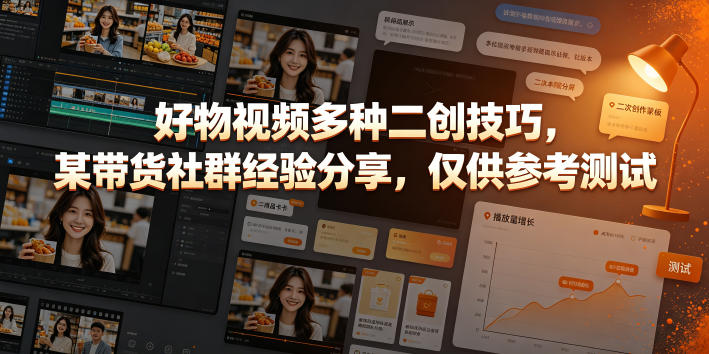 好物视频多种二创技巧，某带货社群经验分享，仅供参考测试-艺川网创