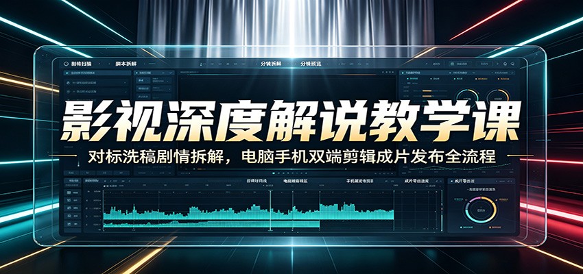 影视深度解说教学课：对标洗稿剧情拆解，电脑手机双端剪辑成片发布全流程-艺川网创