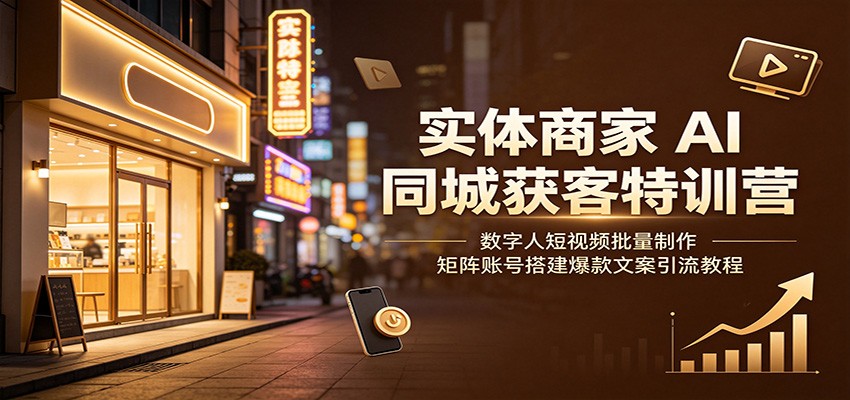 实体商家AI同城获客特训营：数字人短视频批量制作，矩阵账号搭建爆款文案引流教程-艺川网创