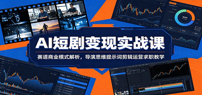 AI短剧变现实战课：赛道商业模式解析，导演思维提示词剪辑运营求职教学-艺川网创
