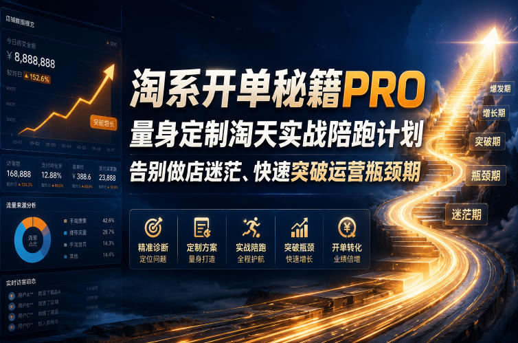 淘系开单秘籍PRO,量身定制淘天实战陪跑计划,告别做店迷茫、快速突破运营瓶颈期(20260715)-艺川网创