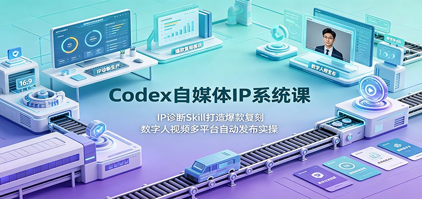 Codex自媒体IP系统课：IP诊断Skill打造爆款复刻，数字人视频多平台自动发布实操-艺川网创