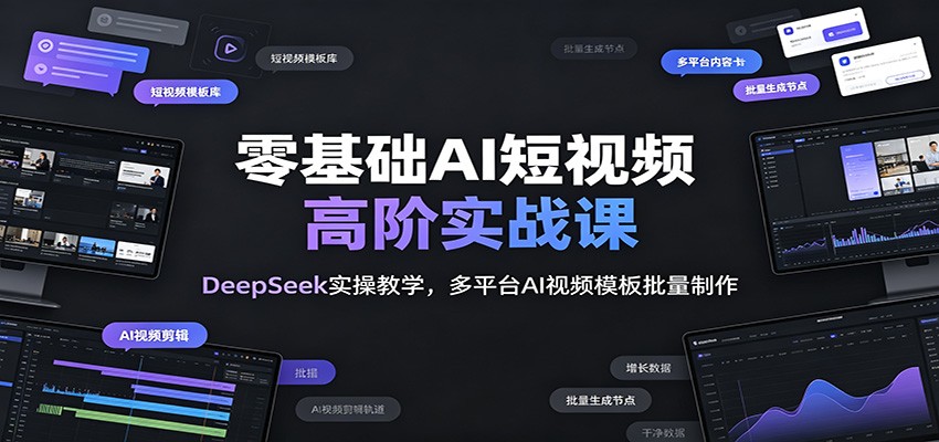零基础AI短视频高阶实战课：DeepSeek实操教学，多平台AI视频模板批量制作-艺川网创