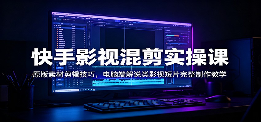 快手影视混剪实操课：原版素材剪辑技巧，电脑端解说类影视短片完整制作教学-艺川网创