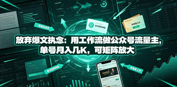 放弃爆文执念：用工作流做公众号流量主，单号月入几K，可矩阵放大-艺川网创