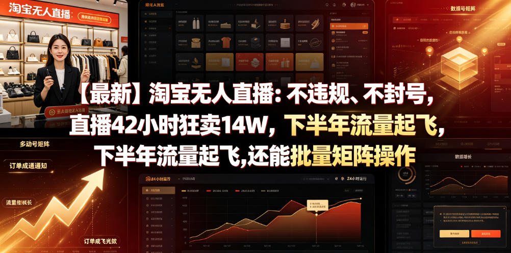 【最新】淘宝无人直播：不违规、不封号，直播42小时狂卖14W，下半年流量起飞，还能批量矩阵操作【揭秘】-艺川网创