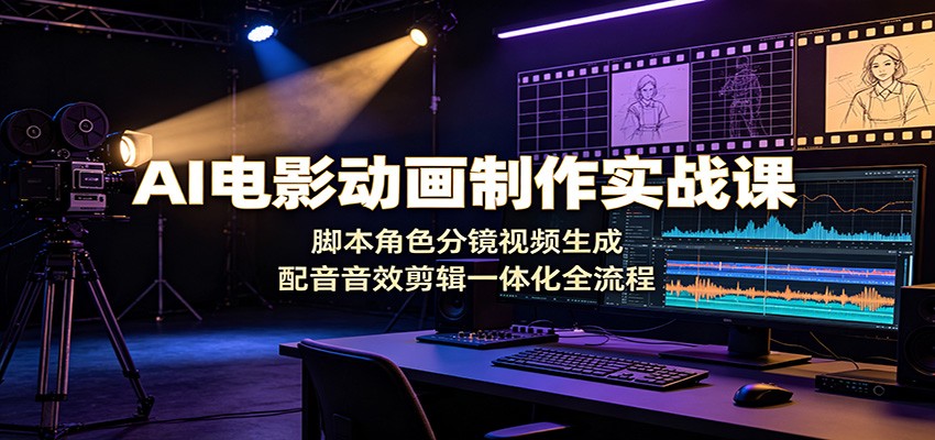 AI电影动画制作实战课:脚本角色分镜视频生成,配音音效剪辑一体化全流程-艺川网创
