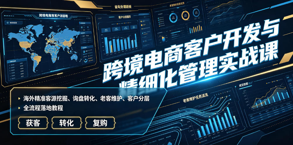 跨境电商客户开发与精细化管理实战课|海外精准客源挖掘、询盘转化、老客维护、客户分层全流程落地教程-艺川网创