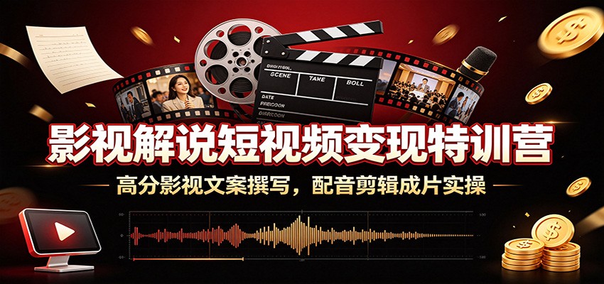 影视解说短视频变现特训营：高分影视文案撰写，配音剪辑成片实操-艺川网创