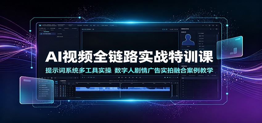 AI视频全链路实战特训课：提示词系统多工具实操，数字人剧情广告实拍融合案例教学-艺川网创